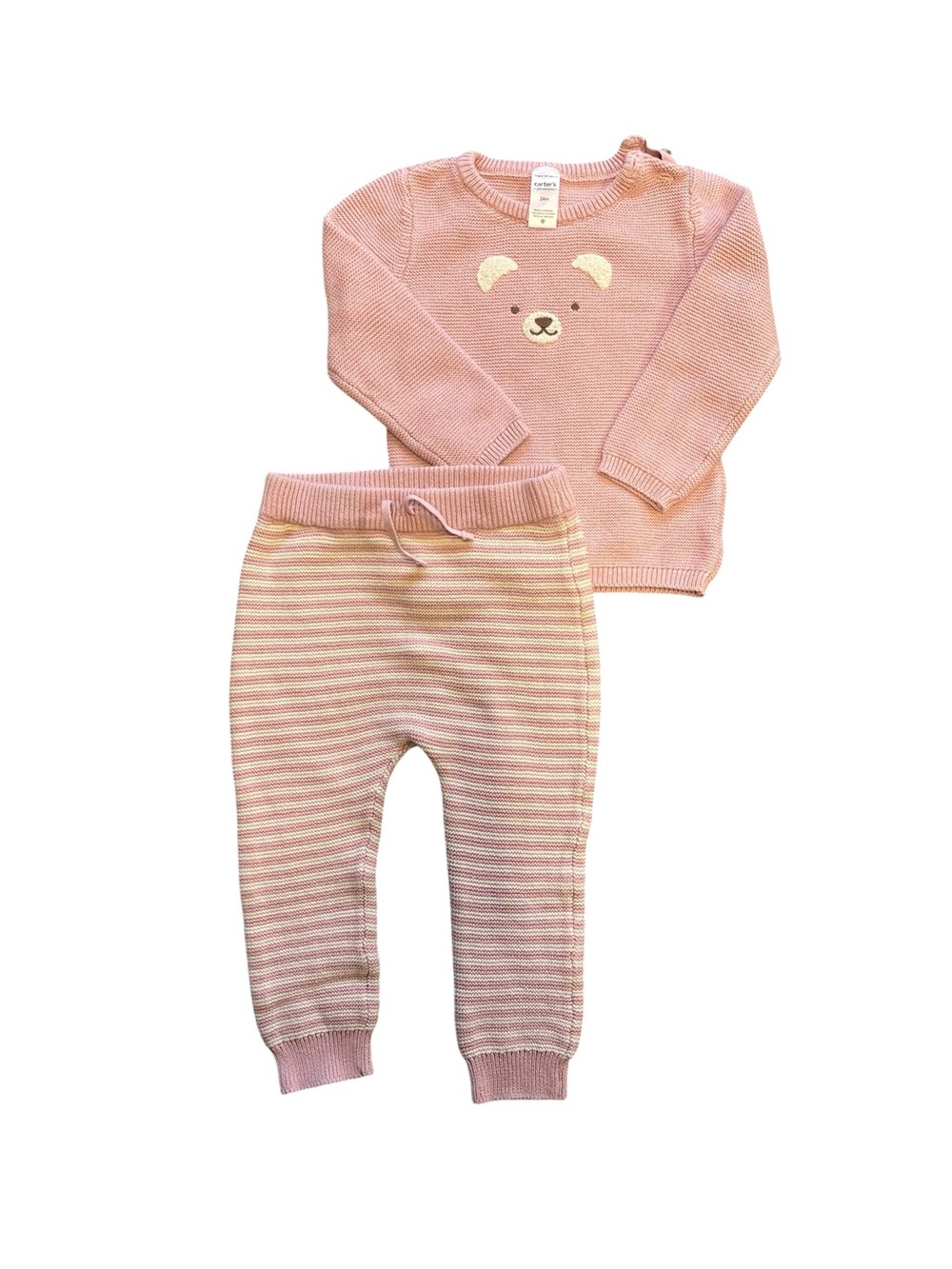 Carter’s 24M Pink Bear Knit Sweater & Pants Matching Set
